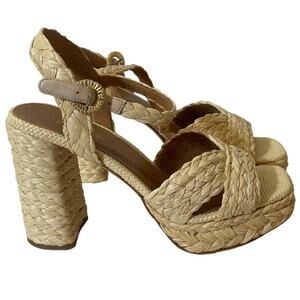 Kate Spade Disco Raffia Platform Sandal - Women's Size 9.5 - Natural
